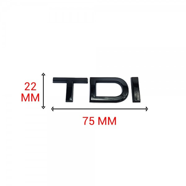 Emblème TDI coffre arrière Noir Brillant 75x22 MM