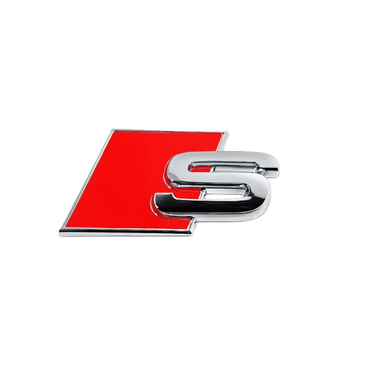 Emblème Logo Audi S S line Arrière Coffre Chrome Rouge