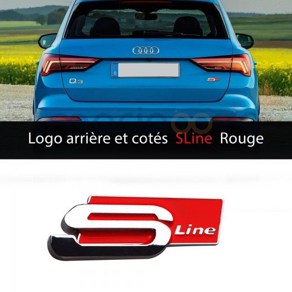 Emblème Logo S line Audi Arrière Coffre Chrome Rouge