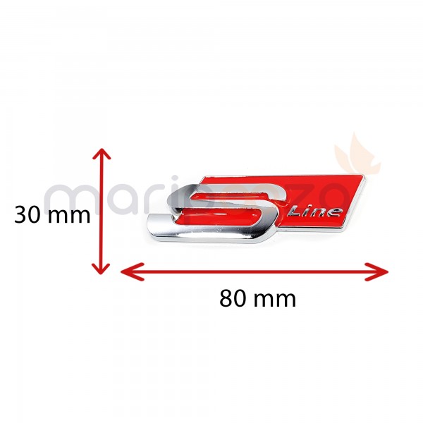 Emblème Logo S line Audi Arrière Coffre Chrome Rouge